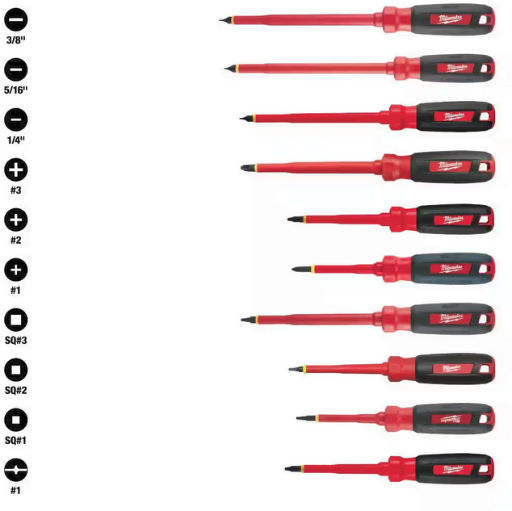Milwaukee 1000V Insulated Screwdriver Set with Case (10-Piece)