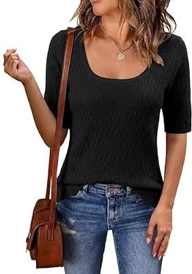 Totatuit Women's Short Sleeve Square Neck Sweaters Deal