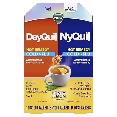 Vicks DayQuil & NyQuil Hot Remedy Cold & Flu Powder Mix 16-Count Deal