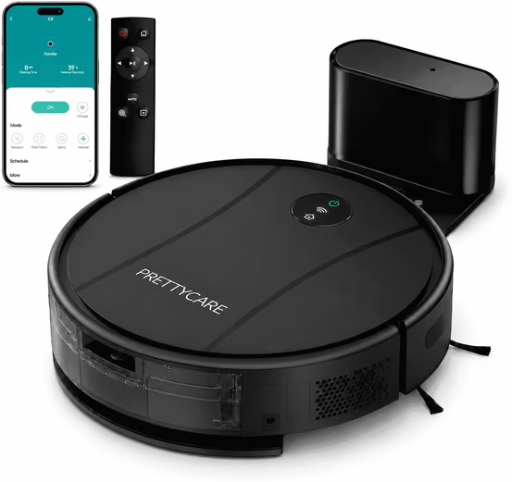 PrettyCare C2-v2 Robot Vacuum & Mop, 8000Pa Suction, 5200mAh Battery