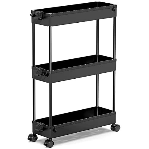 3-Tier Spacekeeper Slim Rolling Storage Cart