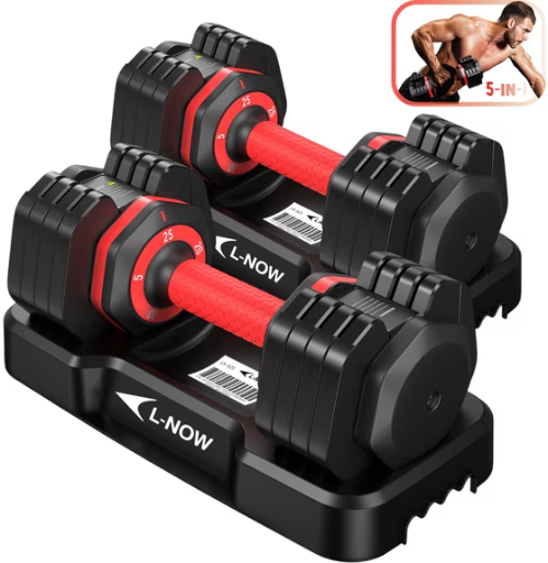 LNOW 25lbs (1 Pair) Quick Select Adjustable Dumbbells Deal