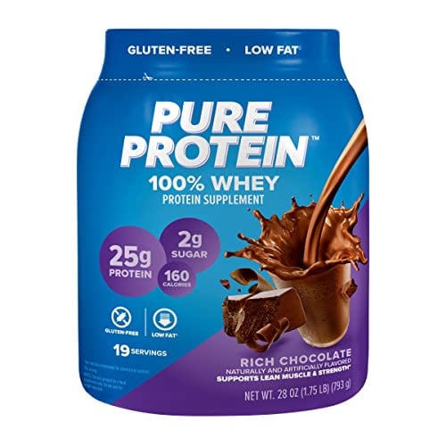 Pure Protein 100% Whey Protein Powder, Rich Chocolate, 1.75 lb Deal