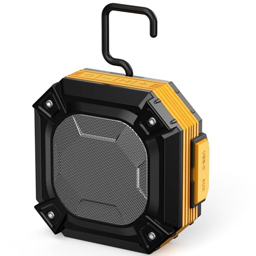 ShellHome 30W Magnetic Jobsite Portable Bluetooth Speaker w/ Hook (Yellow)