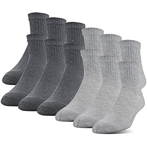 (Prime Deal) Gildan Men's Polyester Half Cushion Ankle Socks 12-Pairs Deal