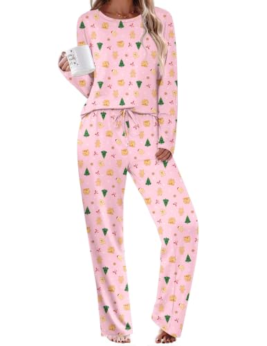Ekouaer 2 Piece Long Sleeve Soft Lounge Set