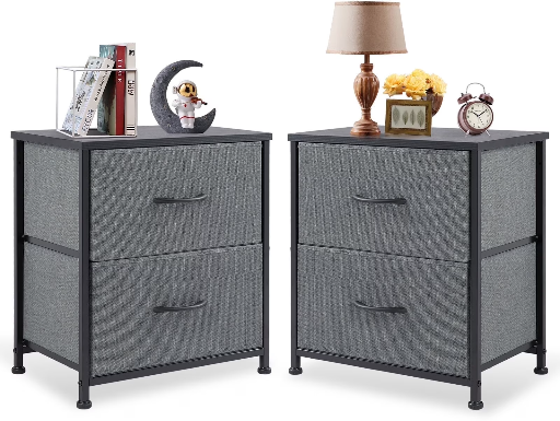 Edx Nightstand Set of 2 with 2 Fabric Drawers