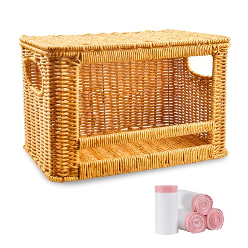 Large Rattan Trash Bag Dispenser