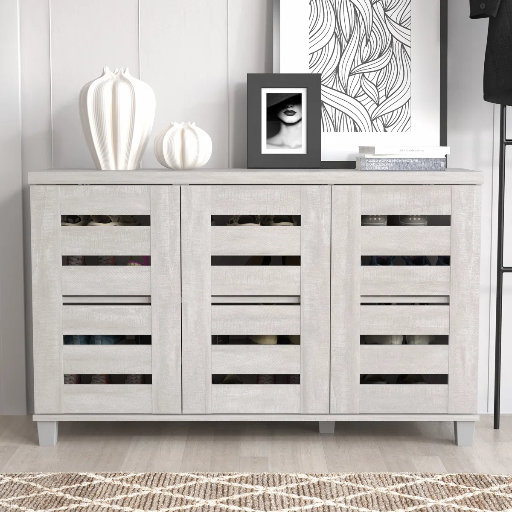 Steelside Millan 16-Pair Shoe Storage Cabinet (Dusty Gray Oak) Deal