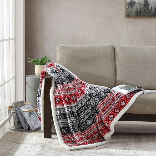 Eddie Bauer Fair Isle Black 50" x 60" Throw Blanket
