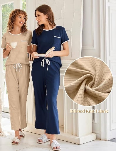 Ekouaer Lounge Pajamas Sets Ribbed Knit -2 Piece Deal
