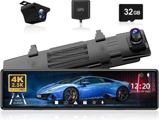 REDTIGER T27 Mirror Dash Cam Front and Rear, 4K+2.5K, 11" UHD Touch Screen