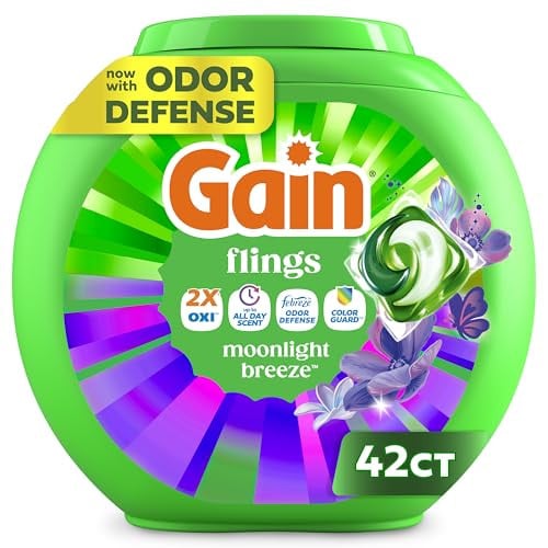 Gain flings! Liquid Laundry Detergent Pacs 4 x 42-Count (Moonlight Breeze)