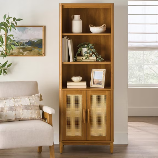Better Homes & Gardens Springwood Bookcase w/ Doors (Light Honey) Deal