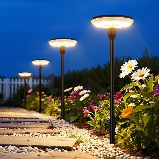 LETMY 1000mAh Solar LED Outdoor Pathway Lights 8-Pack