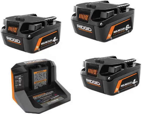 RIDGID 18V Starter Kit with (2) 4.0 Ah and 6.0 Ah MAX Output Batteries and Charger Deal
