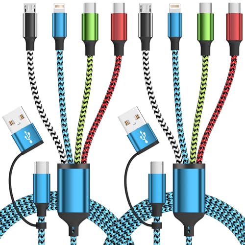 Jogrytece 4-in-2 Multi Charging Cables, 2-Pack 5'