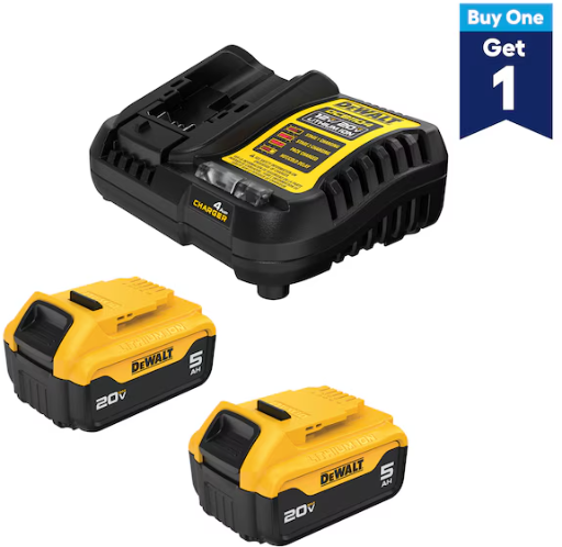 DEWALT 20-Volt 2-Pack 5Ah Lithium-ion Batteries + Free Extra Battery