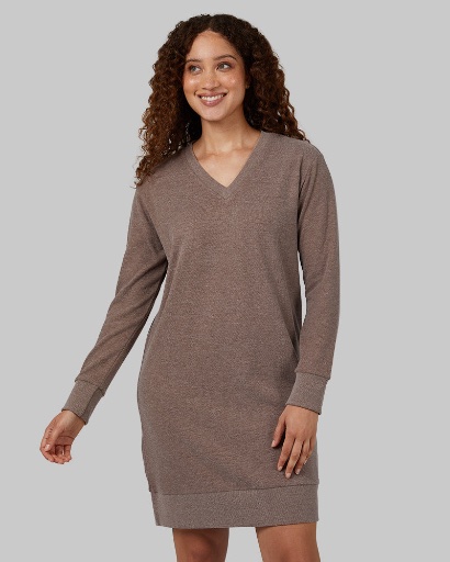 Women's Soft Sweater Knit V-Neck Dress - many colors 