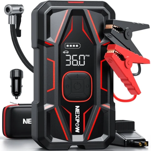 NEXPOW 6000A Jump Starter with 160 PSI Air Compressor and 29800mAh Battery Deal
