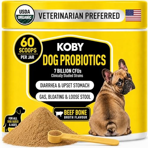 Koby Dog Probiotic Powder, 7B CFU with 8 Strains, 60 Scoops