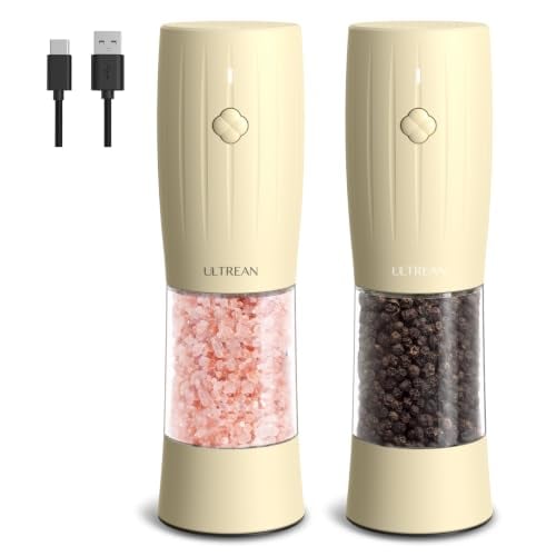 Ultrean USB-C Rechargeable Salt & Pepper Grinder Set with LED Light Deal