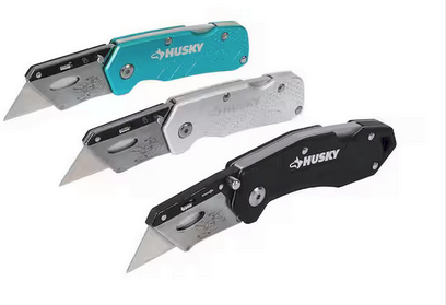 Husky 3-Pack Lock Back Utility Knife Set