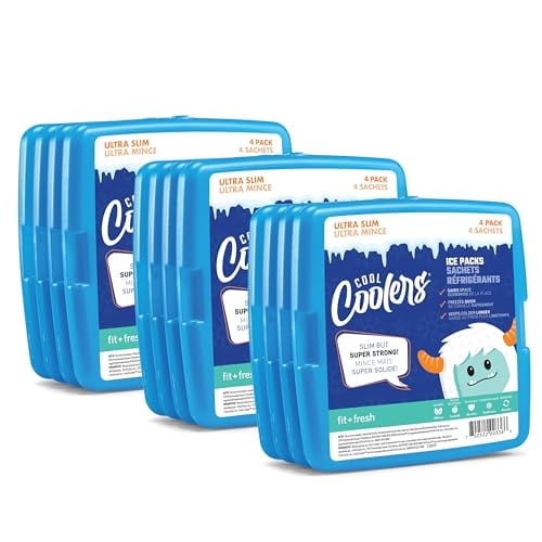 Cool Coolers by Fit & Fresh Kids Clear Blue Ice Packs 12-Pack Deal