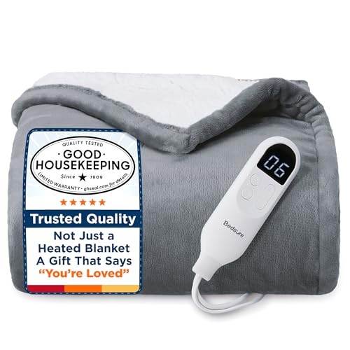 Bedsure Heated Blanket Throw Blanket 50" x 60", Grey