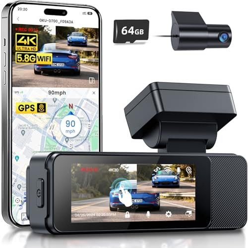 GKU D700 4K+1080P 5G WiFi GPS 3.18 Inch Touch Screen Dash Cam