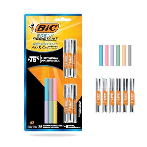 BIC Break Resistant Mechanical Pencil Refills (36-Ct 0.7mm Lead Refills + 6 Erasers) Deal