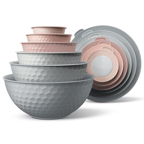 COOK WITH COLOR 12-Piece Plastic Mixing Bowls w/ Lids (Pink) Deal