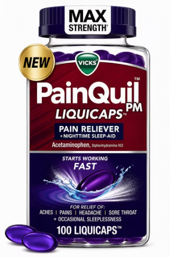 Vicks PainQuil PM Max Strength Pain Relief + Sleep Aid LiquiCaps, 100 Count Deal