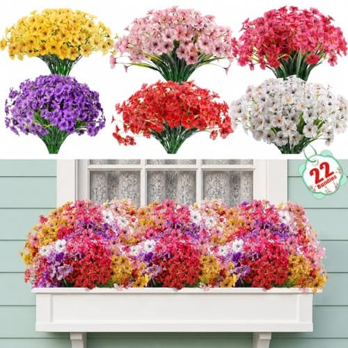 Powbrace Artificial Outdoor/Indoor Flowers 22-Bundle (Multicolor) Deal
