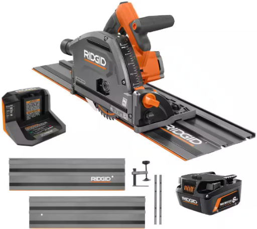 RIDGID 18V Brushless Cordless Track Saw Kit with 6.0 Ah Battery