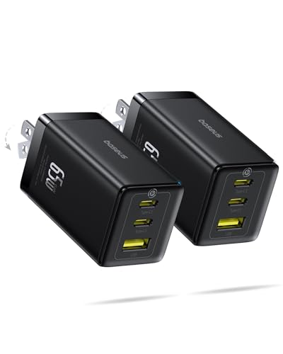 Baseus 2-Pack 65W 3-Port USB-C Foldable Wall Charger Blocks