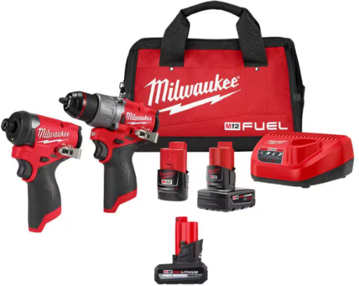 Milwaukee M12 FUEL 12V Lithium-Ion Brushless Cordless Hammer Drill/Impact Driver Combo Kit 2-Tool w/High Output 5.0Ah Battery