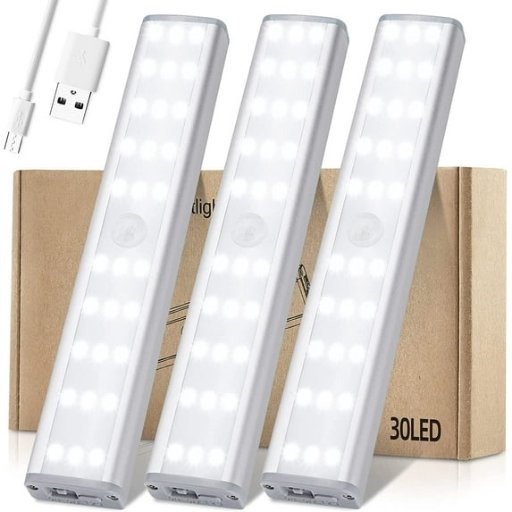 LED Under Cabinet USB Rechargeable Lights 3-Pack