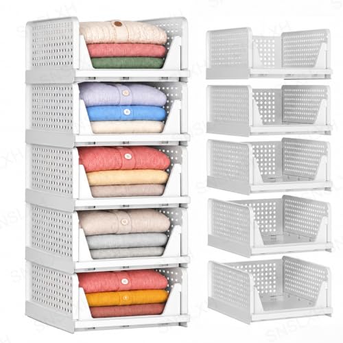 5-Pack Reinforced Stackable Closet Organizers and Storage, 16.73"