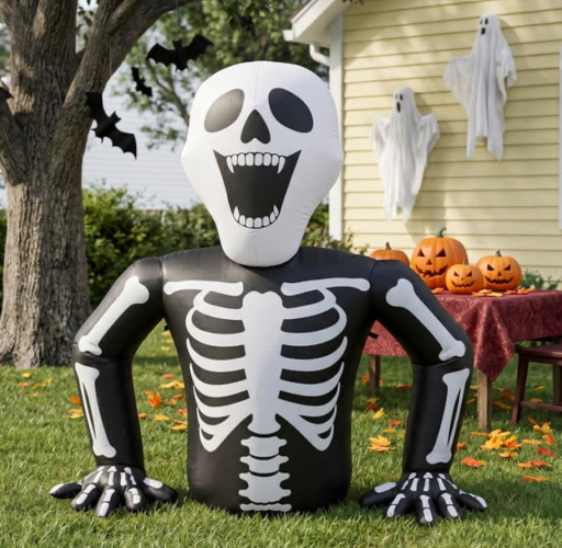 6' Light Up Skeleton Ground Breaker Halloween Inflatables