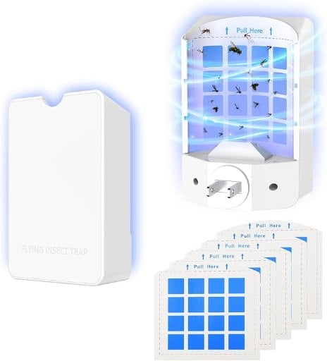 Acoswi Indoor Fly Trap Plug in with Blue UV Light 1 Device + 5 Refill Glue Cards Deal