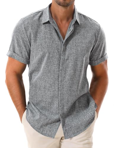 Drazivon Men’s Linen Short Sleeve Button Down Casual Beach Shirts Deal