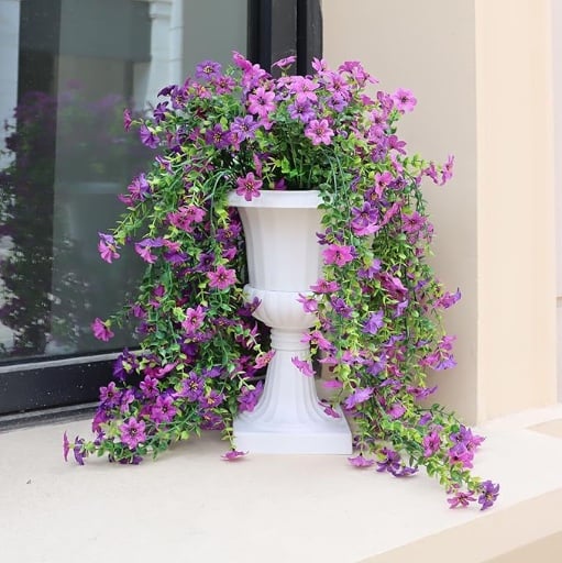 Artificial Hanging Flowers for Outdoors 4-Pack