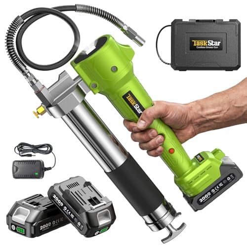 TaskStar 10000 PSI Electric Grease Gun Kit w/ 2-Pack 2000mAh Batteries