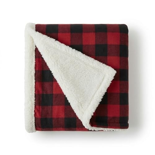 Eddie Bauer Reversible Throw Blanket 50"x60" (Cabin Plaid Red) Deal