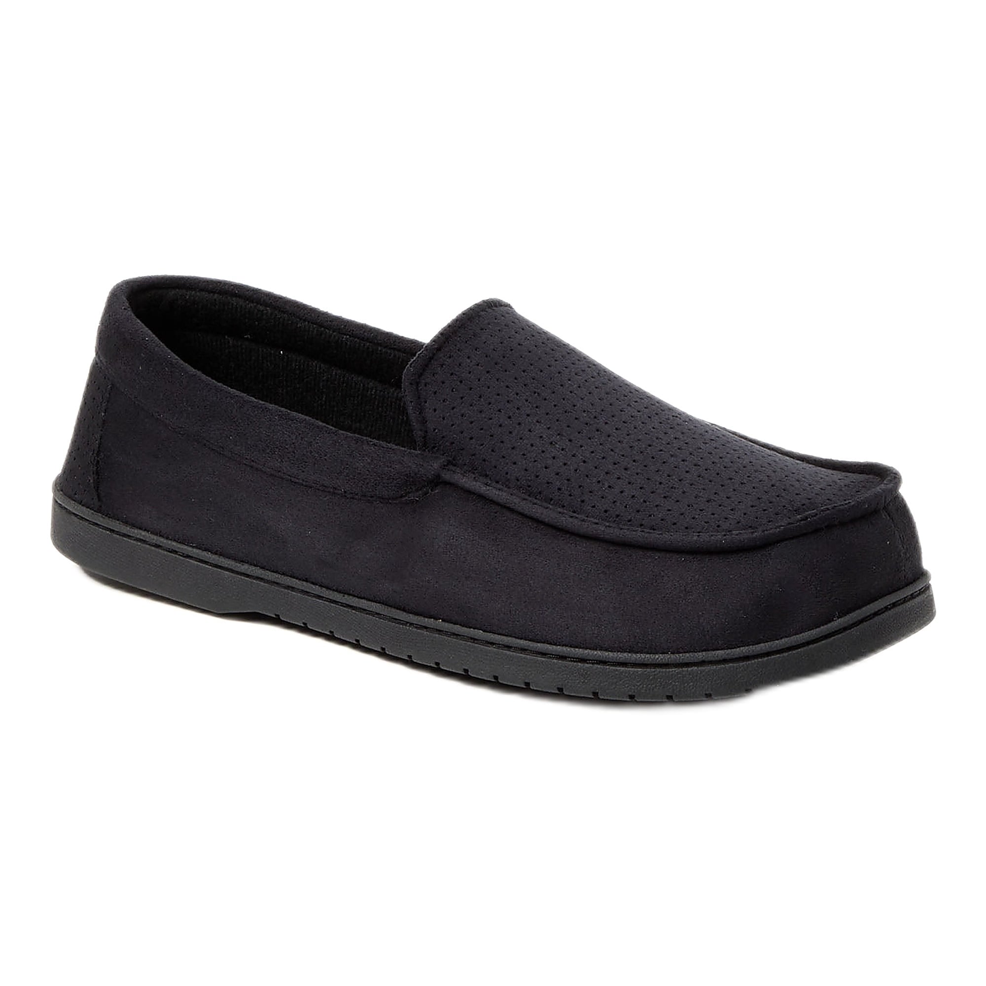 Dearfoam Men's Jason Perf Microsuede Moc With Plaid Sock Slippers