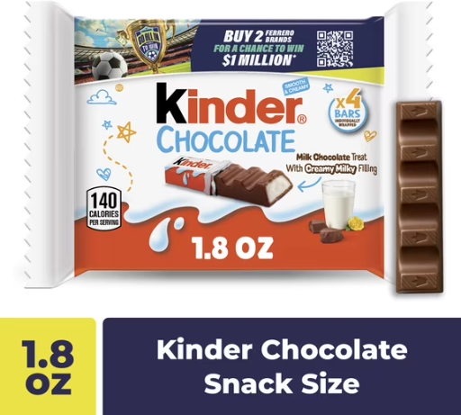 Kinder Chocolate Milk Chocolate Bars with Creamy Milky Filling 4-Pack 1.8 oz Deal