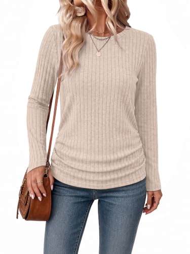 WIHOLL Long Sleeve Side Ruched Tunic Tops Deal