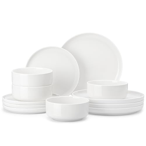 MALACASA Porcelain Plates and Bowls Dinnerware Set 12-Piece