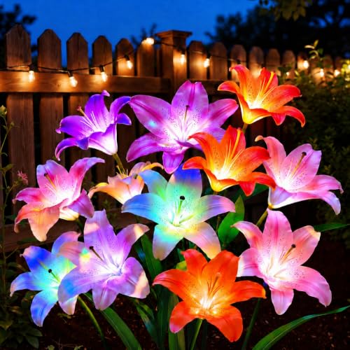 LETMY Solar Flower Lights w/ 6-Head Lily 4-Pack Deal